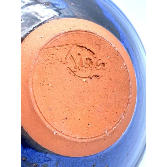 Midnight Blue Hand Made Pottery Bowl /Signed - Picture 2 of 8